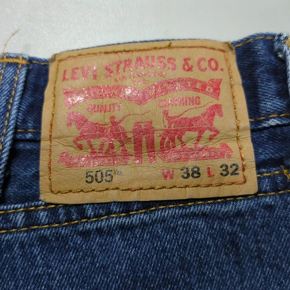 Levi’s 505™ Regular Fit Straight Leg Jeans Men’s 38x32 Blue Denim